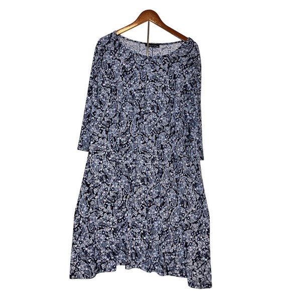 Tiffany & Grey 3X Dress Black Floral Swing Knee Length Plus Size - Picture 1 of 7